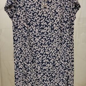 MSK Navy and White Floral Shift Dress